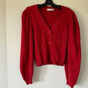 Mango puff sleeve cardigan, size small, red.